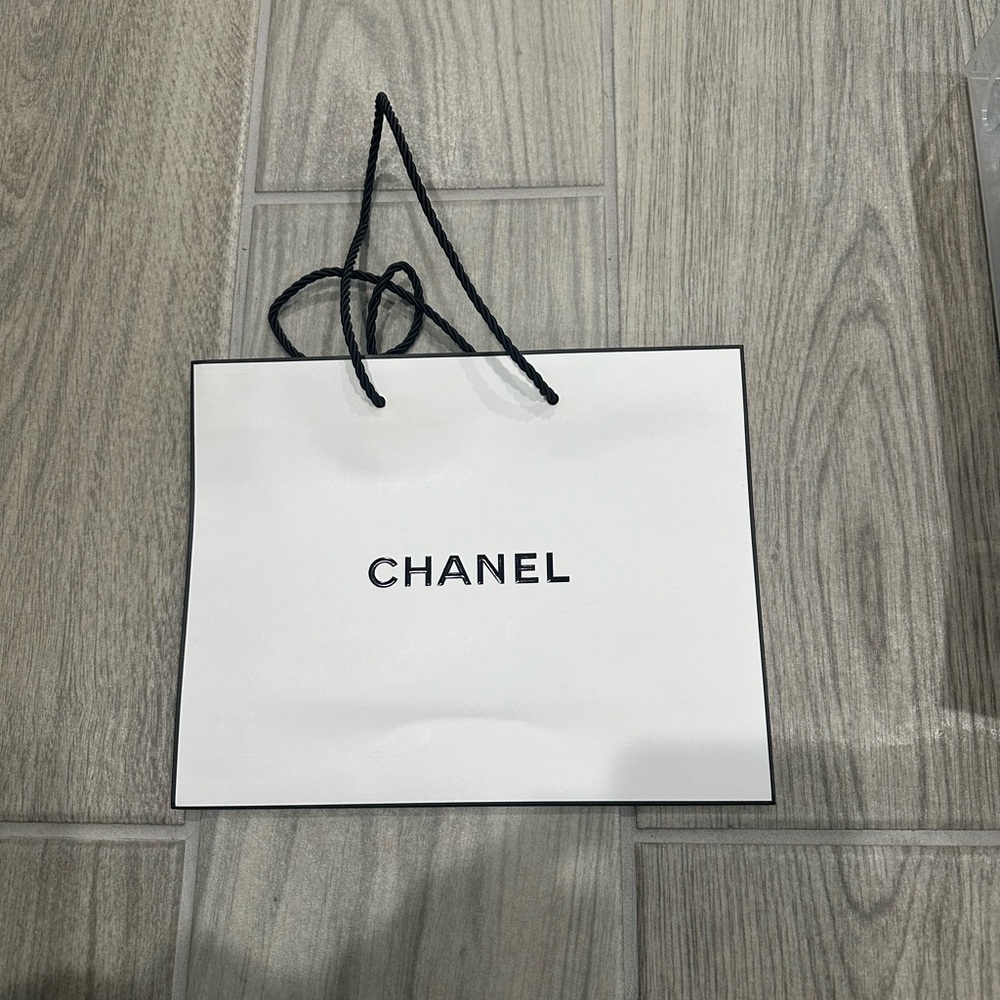 Small White Chanel Beauty Shopping Bag